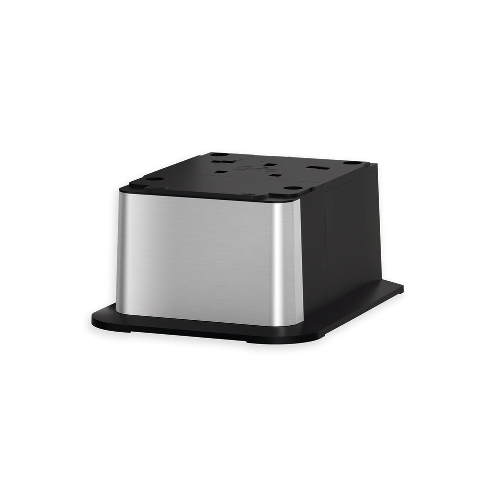 The Brio Water Cooler Base – 720 Series Ice Maker provides a stylish black and silver stand for your Brio Water Cooler, adding a modern touch to any space.