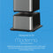Two silver and black square risers are stacked on a blue background, shown as molded risers for the Brio Water Cooler Base – 720 Series Ice Maker Bottled & Bottleless Water Cooler, providing secure, shift-proof support for freestanding use.