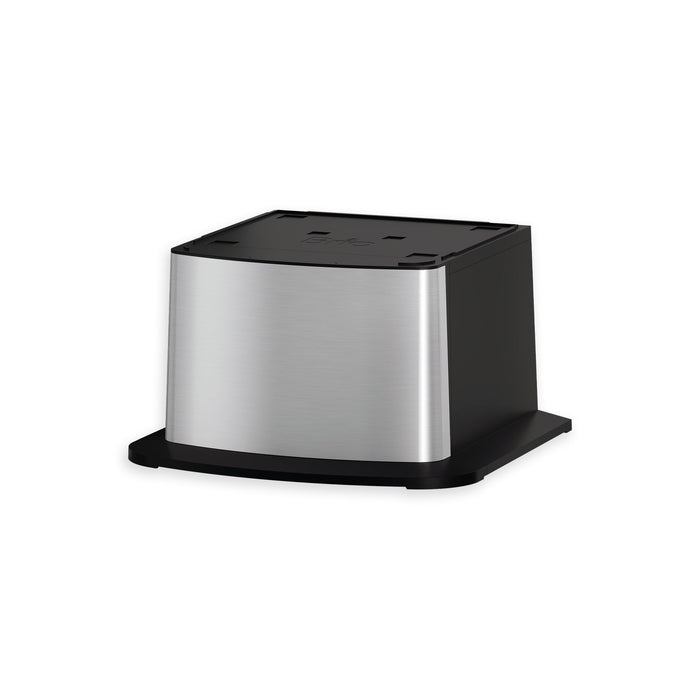 The Brio Water Cooler Base – 530 Series Bottled & Bottleless Water Cooler is a stainless steel rectangular box with a black base and top, resembling an electronic device or kitchen appliance, shown on a white background.