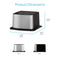 A Brio Water Cooler Base – 530 Series Bottled & Bottleless Water Cooler in stainless steel and black, measuring 9.31" H x 15.43" W x 16.06" D, is shown with front and side views below the main image.