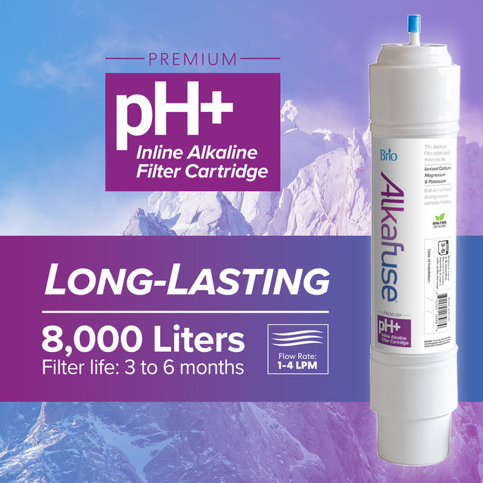 Brio Alkafuse In-Line Alkaline Filter, 8,000 L, 1/4" Quick Connect