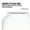 A close-up of the GEO Porcelain Ceramic Crock Water Dispenser – White, featuring a durable plastic ring for 3 & 5 gallon bottles. Text: Durable plastic ring prevents leaks & stress cracks. Includes BPA-free label with green leaf icon.