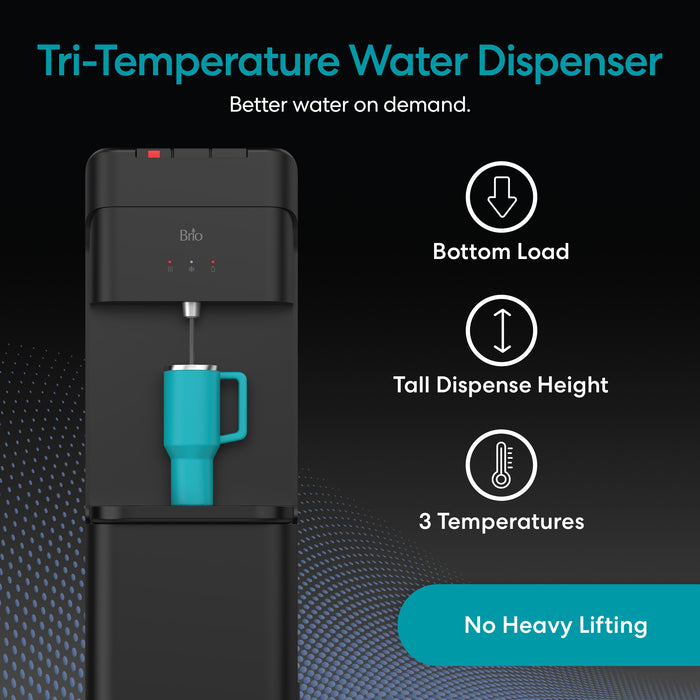 Brio 425 Tri-Temperature Black Bottom Load Water Cooler