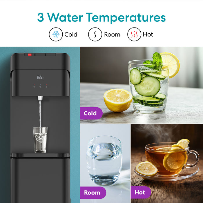 Brio 425 Tri-Temperature Black Bottom Load Water Cooler