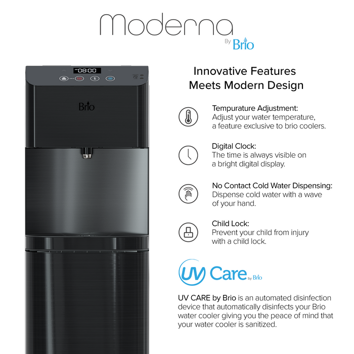 Brio Moderna Touchless 3-Stage Black Stainless Countertop Water Cooler
