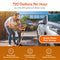 Two people washing a car with a hose, featuring text about water flow and benefits of Brio Whole House Filtration System.