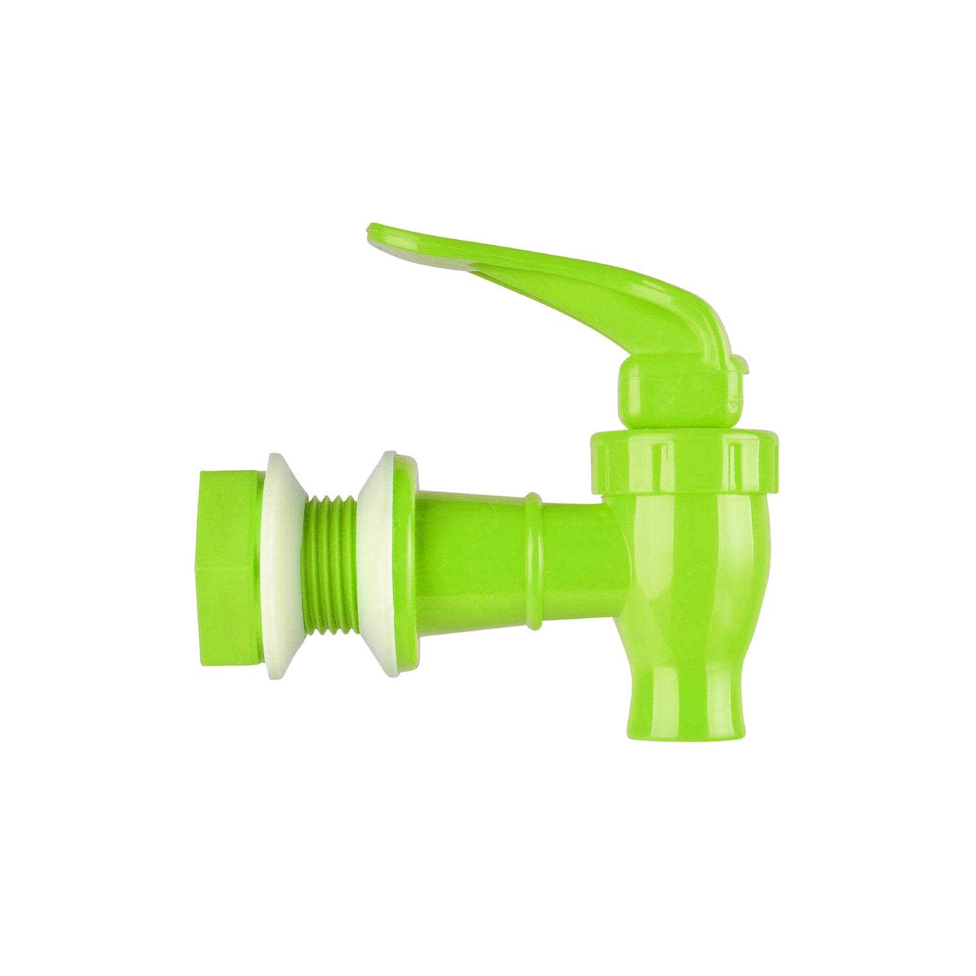 Lime green FT150 plastic dispenser valve on a white background.