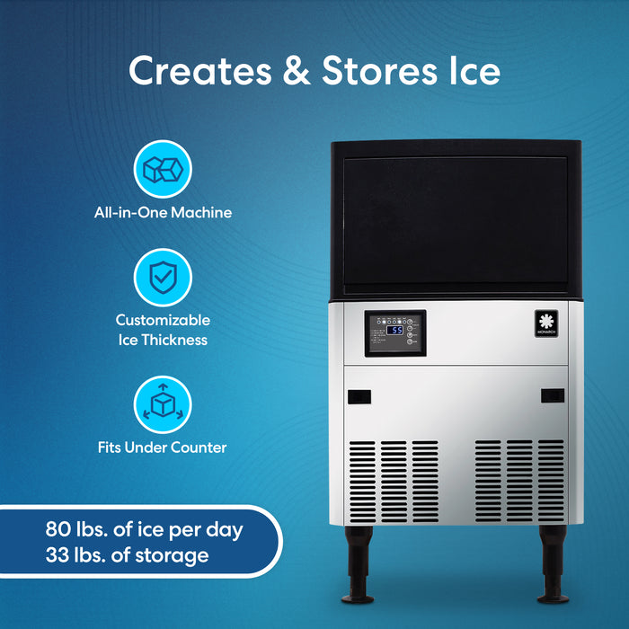 Monarch 80 Lb Capacity Ice Machine with 33 Lb Storage Bin
