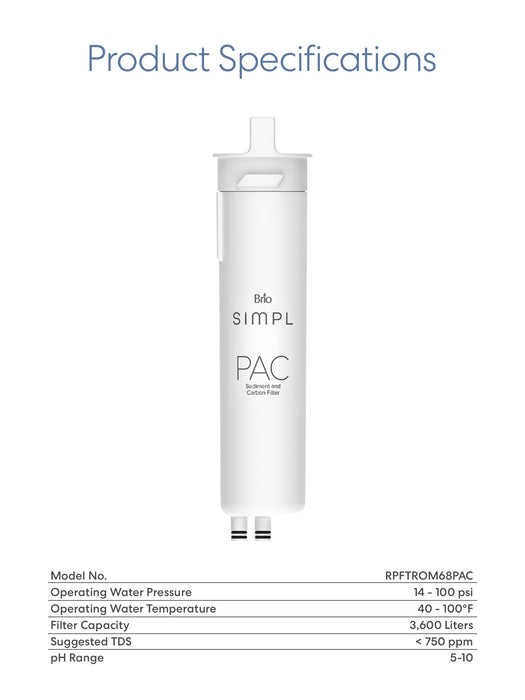 Brio SMPL PAC Sediment Filter - TROM600STD, TROM800STD