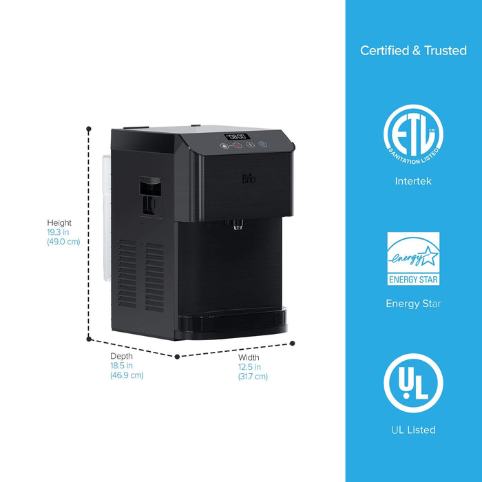 Brio Moderna 3-Stage Black Stainless Bottleless Countertop Water Cooler
