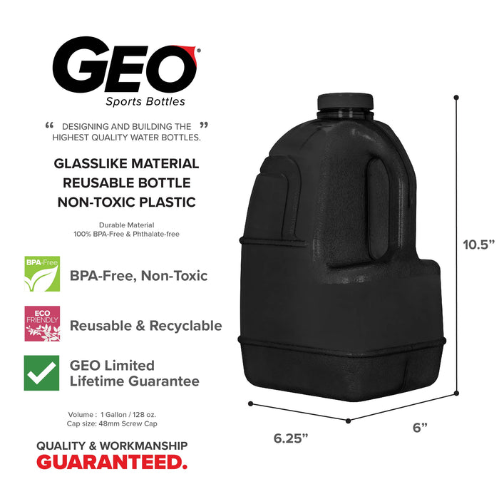BPA Free 1 Gallon Juice Bottle, Water Bottle, Plastic Bottle, with Screw Cap, GEO