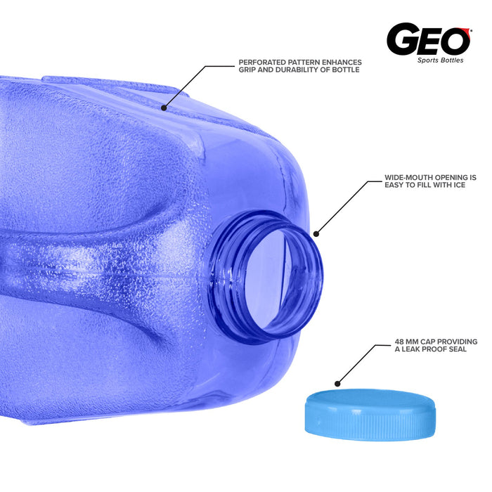 BPA Free 1 Gallon Juice Bottle, Water Bottle, Plastic Bottle, with Screw Cap, GEO