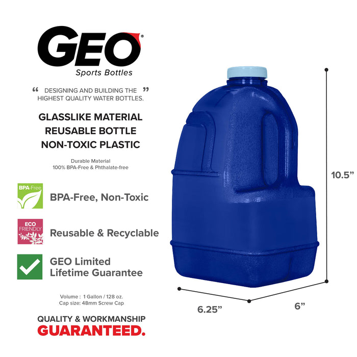 BPA Free 1 Gallon Juice Bottle, Water Bottle, Plastic Bottle, with Screw Cap, GEO