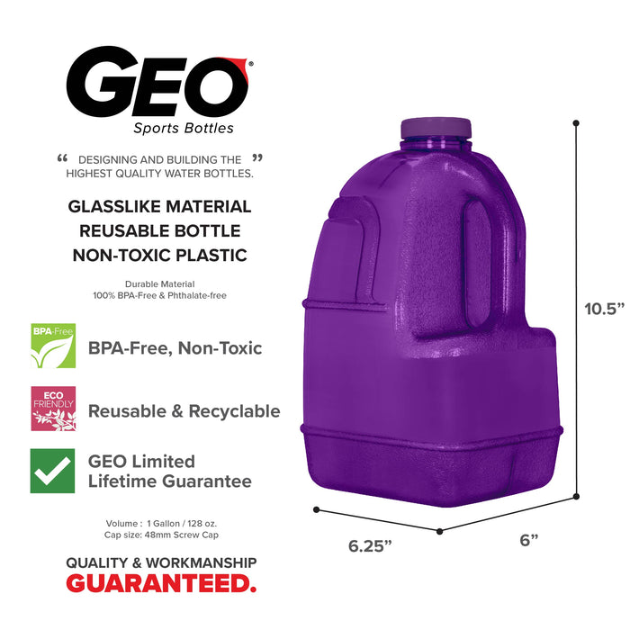 BPA Free 1 Gallon Juice Bottle, Water Bottle, Plastic Bottle, with Screw Cap, GEO