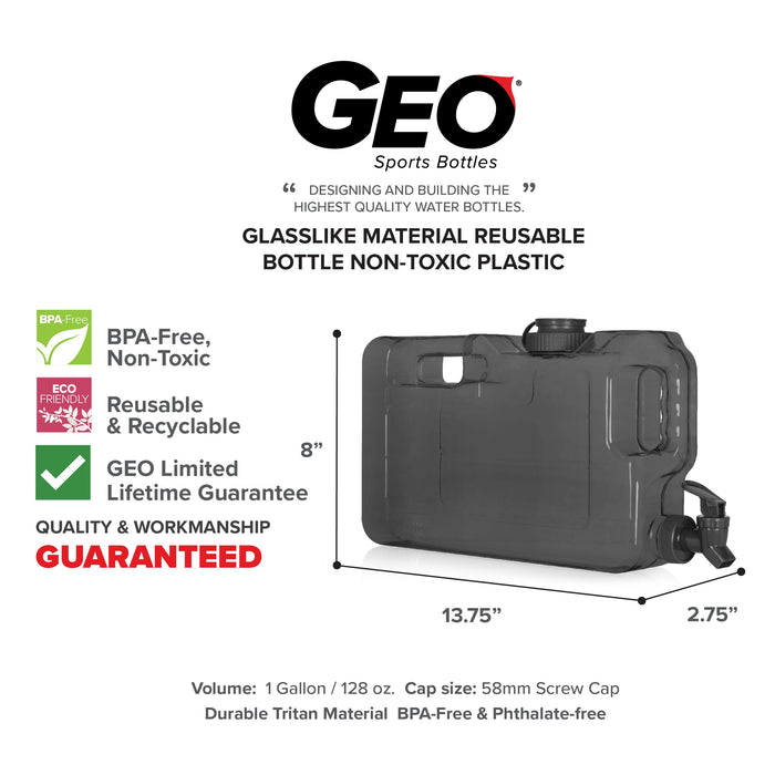 1 Gallon, BPA Free Beverage Dispenser, Plastic Bottle, GEO