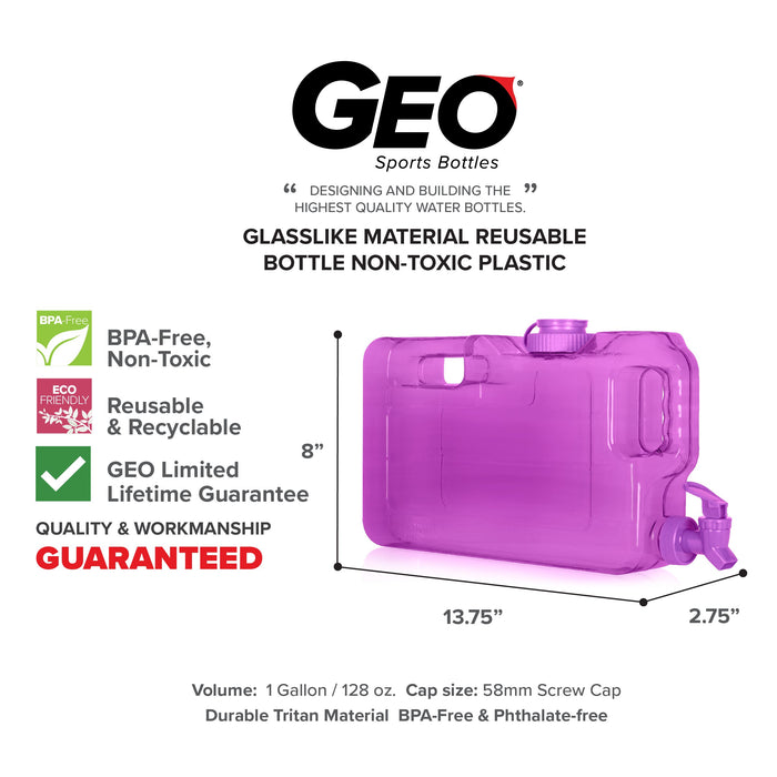 1 Gallon, BPA Free Beverage Dispenser, Plastic Bottle, GEO