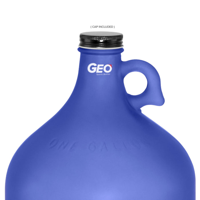 1 Gallon Frosted Glass Bottle, Water Bottle, with Screw Cap, GEO