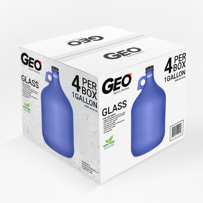 1 Gallon Frosted Glass Bottle, Water Bottle, with Screw Cap, GEO