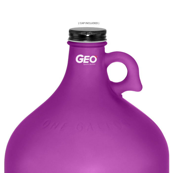 1 Gallon Frosted Glass Bottle, Water Bottle, with Screw Cap, GEO