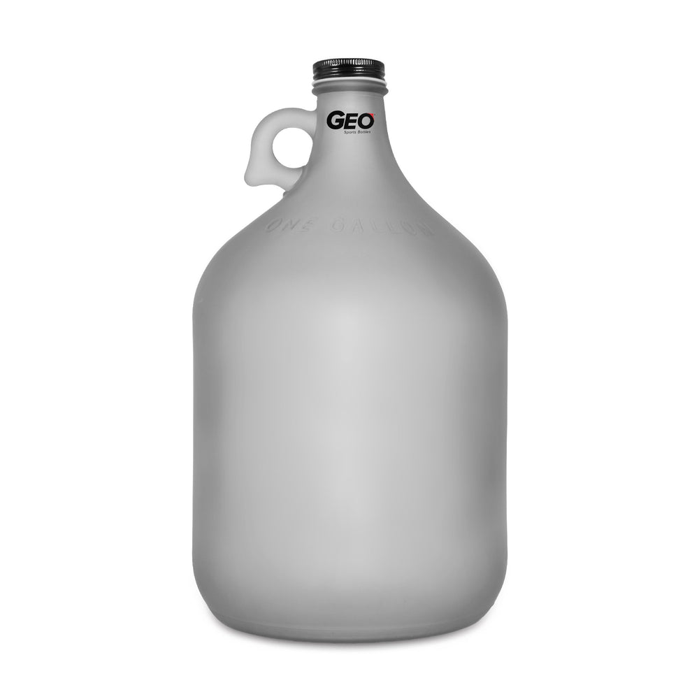 1 Gallon Frosted Glass Bottle, Water Bottle, with Screw Cap, GEO