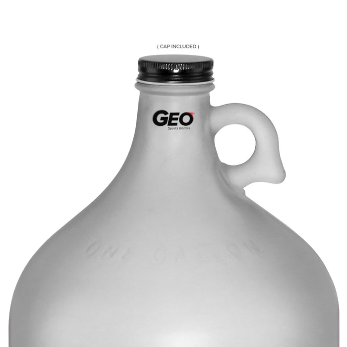 1 Gallon Frosted Glass Bottle, Water Bottle, with Screw Cap, GEO