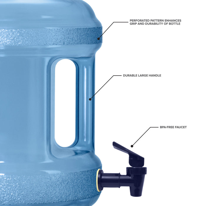 2 Gallon Polycarbonate Plastic Reusable Water Bottle with Screw Cap and Valve