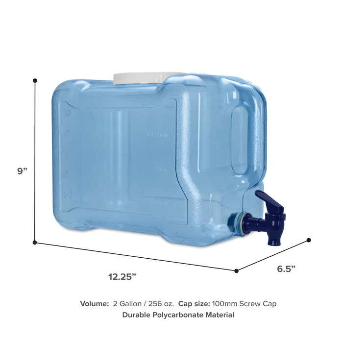 2 Gallon Polycarbonate Plastic Reusable Water Bottle with Screw Cap