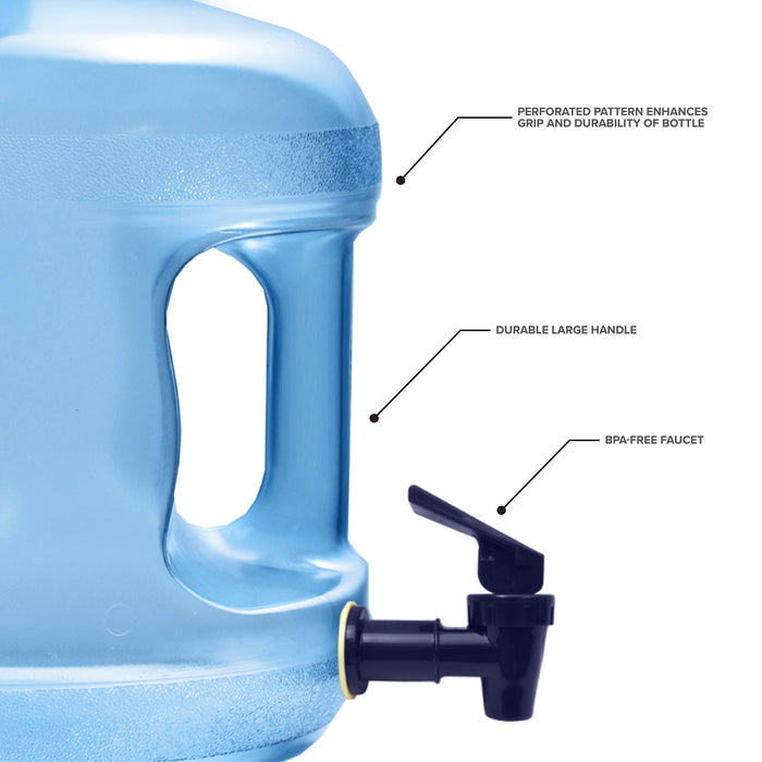3 Gallon Polycarbonate Plastic Reusable Water Bottle with Screw Top and Valve