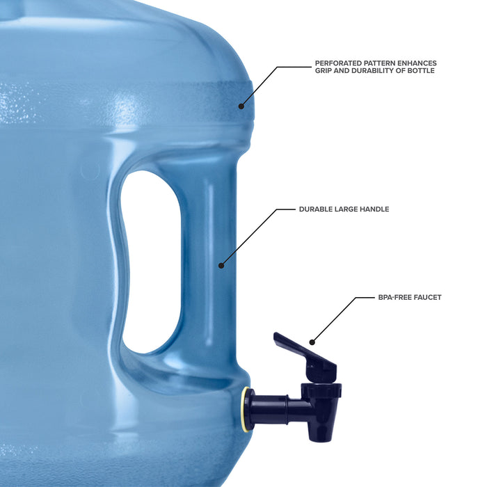 3 Gallon BPA Free Reusable Plastic Water Bottle with Crown Cap and Valve