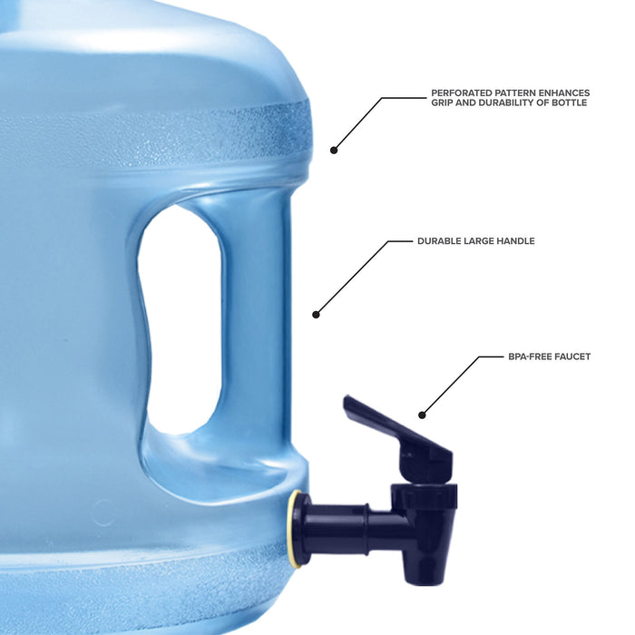 3 Gallon Polycarbonate Plastic Reusable Water Bottle with Crown Cap and Valve
