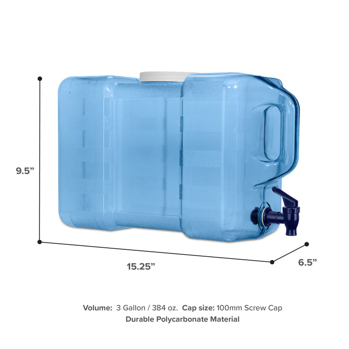 3 Gallon Polycarbonate Plastic Reusable Refrigerator Water Bottle