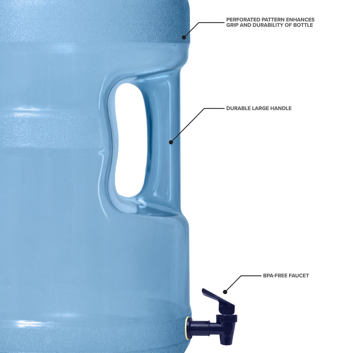 5 Gallon Polycarbonate Plastic Reusable Water Bottle with Screw Cap and Valve