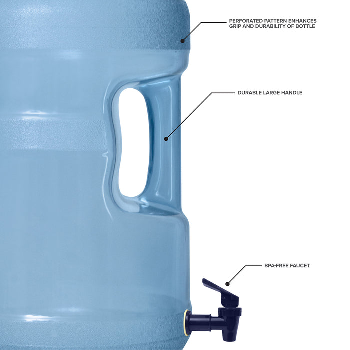 5 Gallon Polycarbonate Plastic Reusable Water Bottle with Crown Cap and Valve