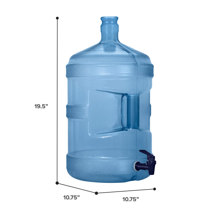 5 Gallon Polycarbonate Plastic Reusable Water Bottle with Crown Cap and Valve