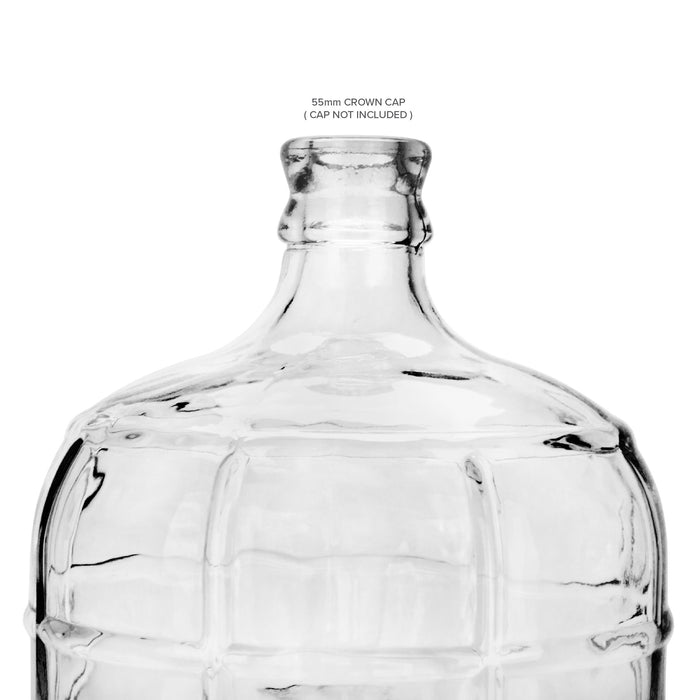 Glass Bottle, Carboy Bottle, with Crown Top Cap, Geo