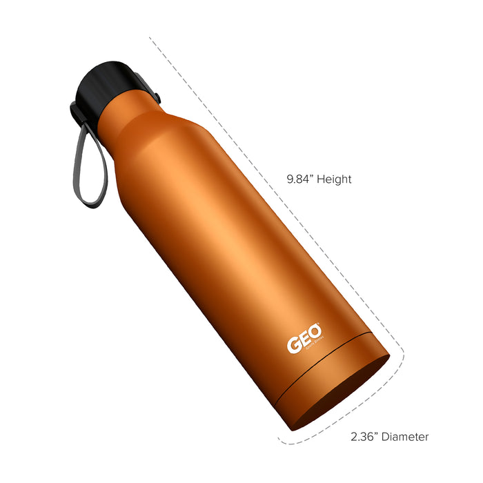 17 ounce Stainless Steel Water Bottle, Powder Sports Bottle, with 47 mm Steel Cap, GEO