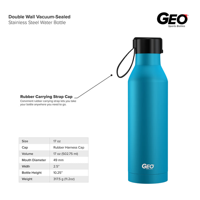 17 ounce Stainless Steel Water Bottle, Powder Sports Bottle, with 47 mm Steel Cap, GEO