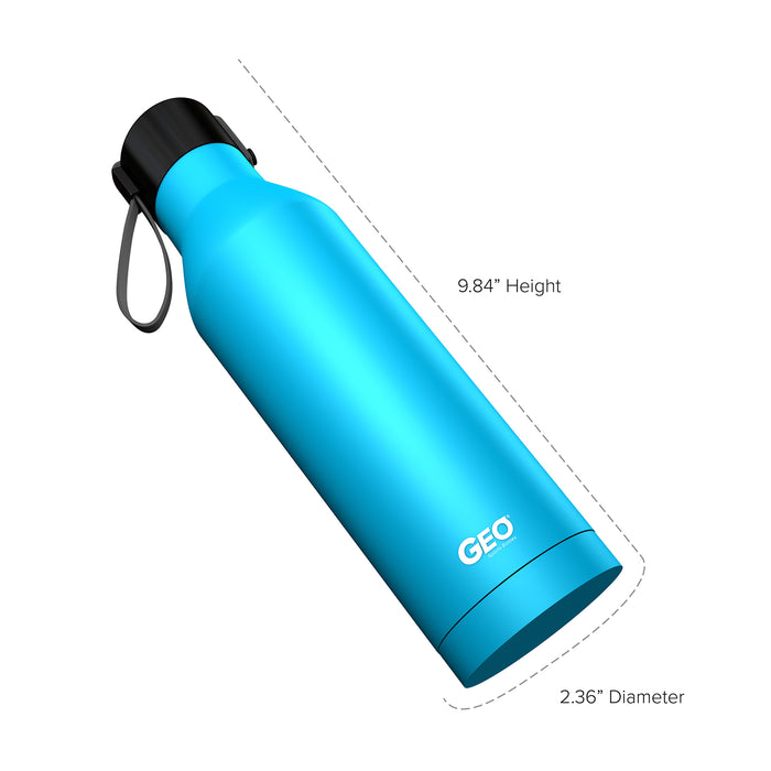 17 ounce Stainless Steel Water Bottle, Powder Sports Bottle, with 47 mm Steel Cap, GEO