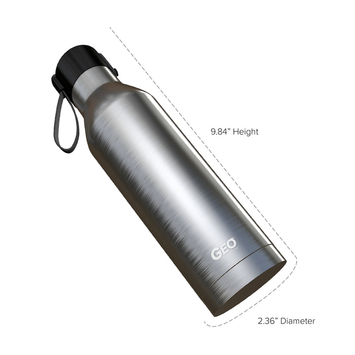 17 ounce Stainless Steel Water Bottle, Powder Sports Bottle, with 47 mm Steel Cap, GEO