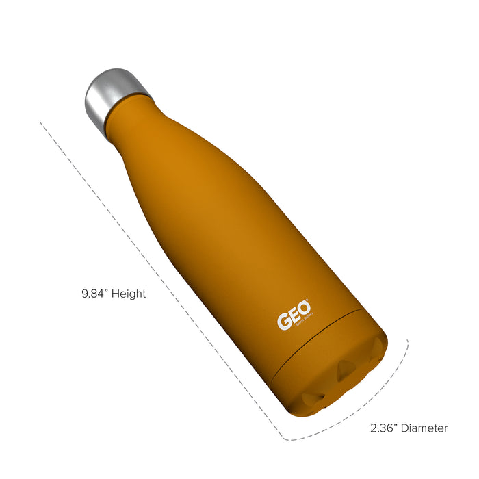 17 ounce Stainless Steel Water Bottle, Powdered Sports Bottle, with 38 mm Steel Cap, GEO