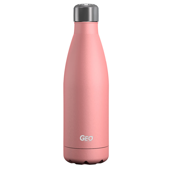 17 ounce Stainless Steel Water Bottle, Powdered Sports Bottle, with 38 mm Steel Cap, GEO