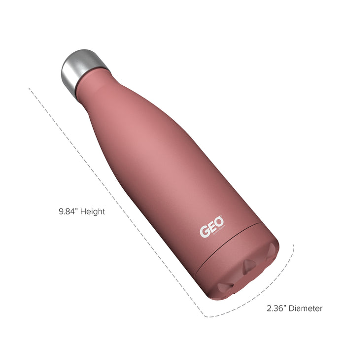 17 ounce Stainless Steel Water Bottle, Powdered Sports Bottle, with 38 mm Steel Cap, GEO