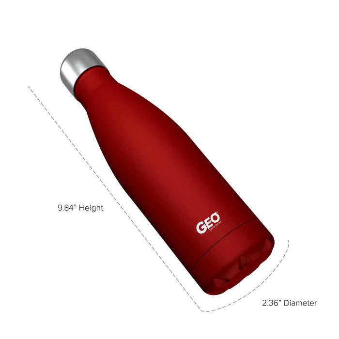 17 ounce Stainless Steel Water Bottle, Powdered Sports Bottle, with 38 mm Steel Cap, GEO