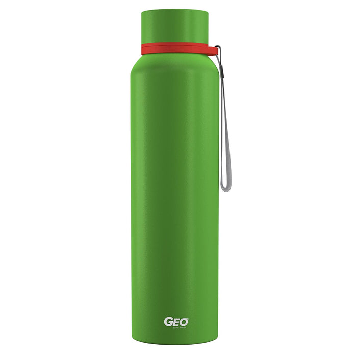 28 Ounce Stainless Steel Water Bottle, Powdered Sports Bottle, with 58 mm Cap and Carrying Strap, GEO