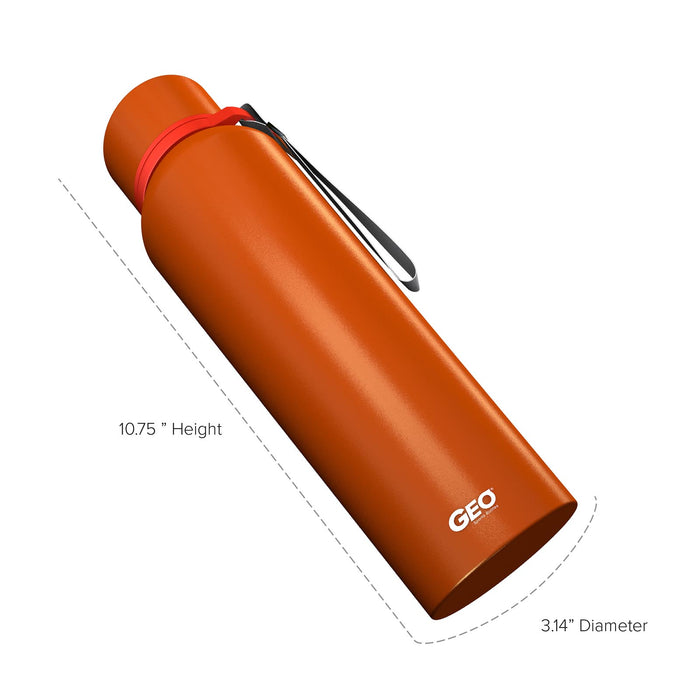 28 Ounce Stainless Steel Water Bottle, Powdered Sports Bottle, with 58 mm Cap and Carrying Strap, GEO