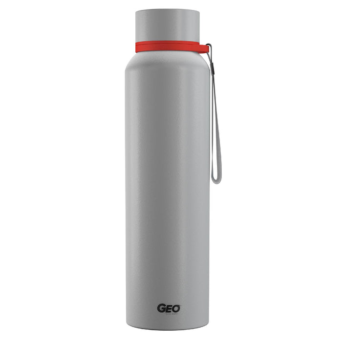 28 Ounce Stainless Steel Water Bottle, Powdered Sports Bottle, with 58 mm Cap and Carrying Strap, GEO