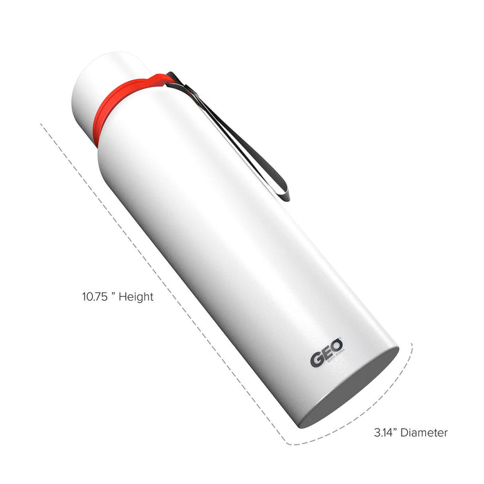 28 Ounce Stainless Steel Water Bottle, Powdered Sports Bottle, with 58 mm Cap and Carrying Strap, GEO