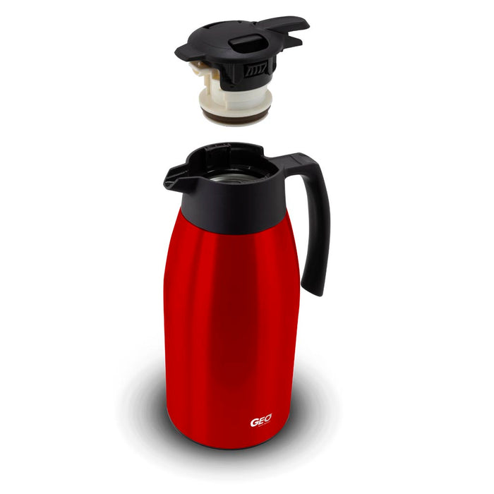 2 Liter Stainless Steel Coffee Carafe Pitcher, Coffee Dispenser, with 90 mm Screw Cap, GEO