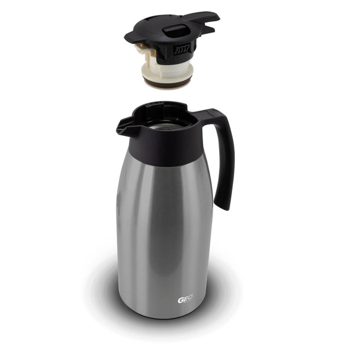 2 Liter Stainless Steel Coffee Carafe Pitcher, Coffee Dispenser, with 90 mm Screw Cap, GEO