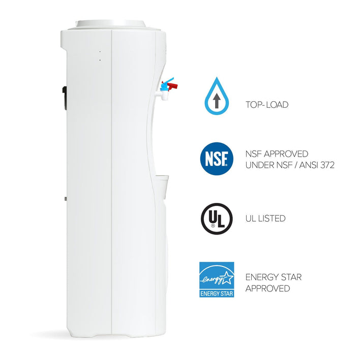 Hot and Cold Water Dispenser Cooler Top Load, White, Brio Premiere - water cooler